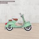 Vespa green wooden figure printed,Vespa