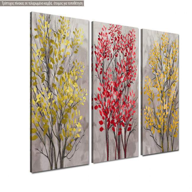 Canvas print Autumn trees watercolor 3ptych
