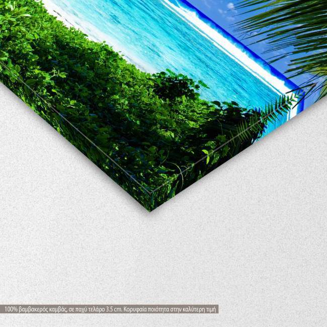 Canvas print  Palm framed  tropical beach, detail