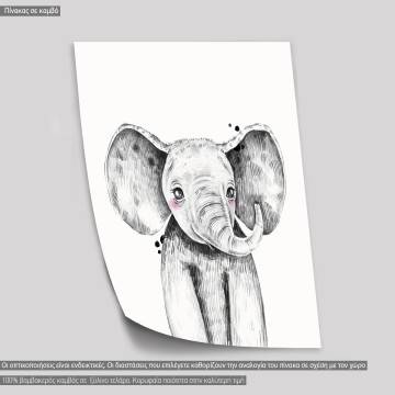 Safari art baby ελεφαντάκι, κάδρο, μαύρη κορνίζα 2