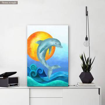 Πίνακας σε καμβά Δελφίνι στον ήλιο, The jump of the dolphin I