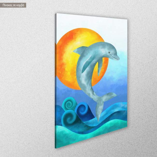 Canvas print The jump of the dolphin I, side