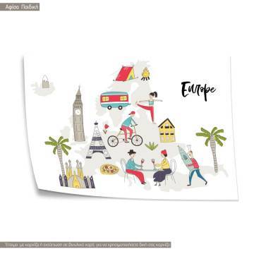 Customs and culture Europe map, κάδρο, μαύρη κορνίζα 2