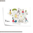 Customs and culture France map, poster