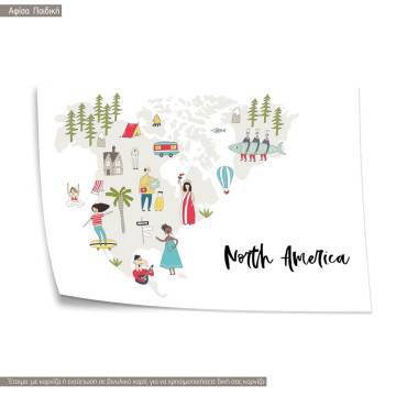 Customs and culture North America map, poster 2