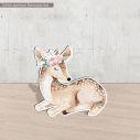Deer boho seated  wooden figure printed