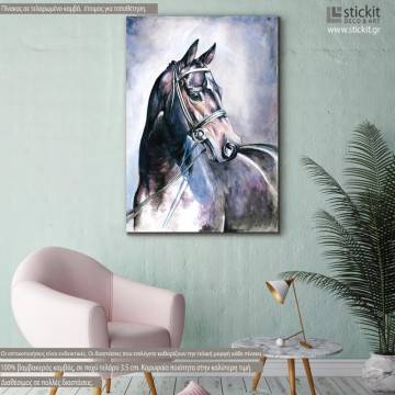Πίνακας σε καμβά προσφορά 90x130 Black horse watercolors