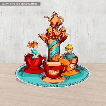 Wooden figure printed Teacup ride