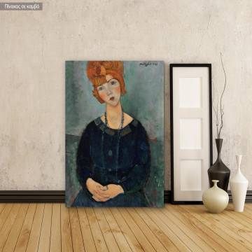 Πίνακας ζωγραφικής Woman with a necklace, Modigliani A, αντίγραφο σε καμβά