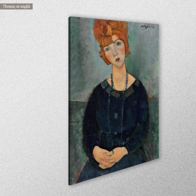 Πίνακας ζωγραφικής Woman with a necklace, Modigliani A, αντίγραφο σε καμβά, κοντινό