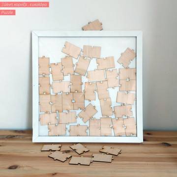 Frame with puzzle wooden wishes board