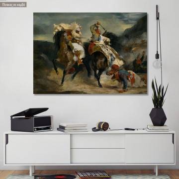 Canvas print The Combat of the Giaour and Hassan, Delacroix Eugene