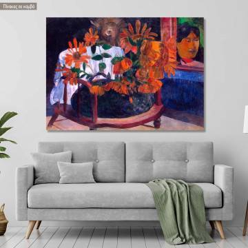 Canvas print Still life with sunflowers, Gauguin Paul