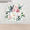 Wooden figure printed Flowers watecolor