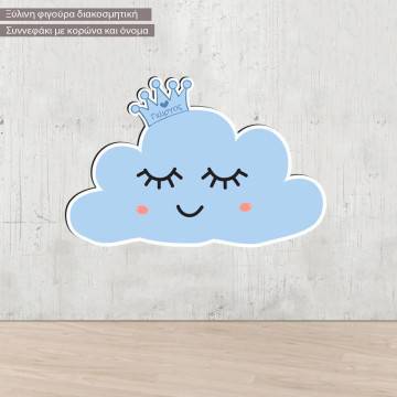 Wooden figure Smileyblue cloud