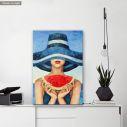 Πίνακας σε καμβά Hat and watermelon, κάθετος καμβάς