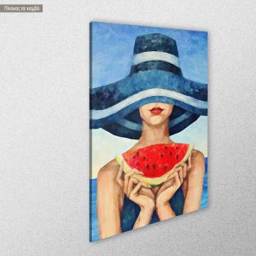 Canvas print Hat and watermelon vertical Framed canvas View 1 2