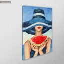 Canvas print Hat and watermelon, vertical