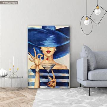 Πίνακας σε καμβά Hat and martini, κάθετος