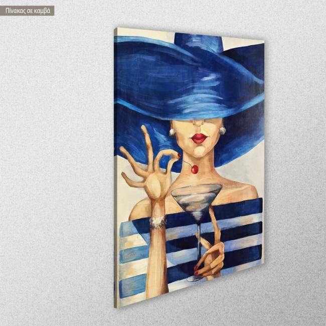 Canvas print Hat and martini vertical
