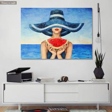 Canvas print Hat and watermelon