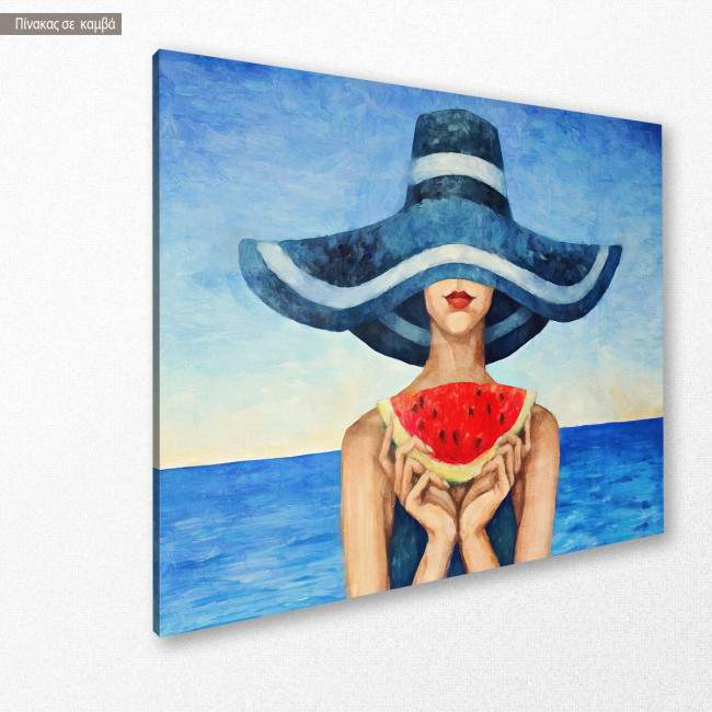 Canvas print Hat and watermelon