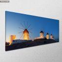 Canvas print Mykonos windmills by night, panoramic