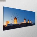 Πίνακας σε καμβά Mykonos windmills by night, πανοραμικός κοντινό