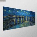 Πίνακας ζωγραφικής Starry night over the Rhone panorama, Vincent van Gogh, αντίγραφο σε καμβά, κοντινό