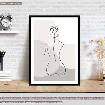 Abstract female form II, Rose,  κάδρο, μαύρη κορνίζα