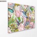 Canvas print Flowers, hummingbirds and butterflies