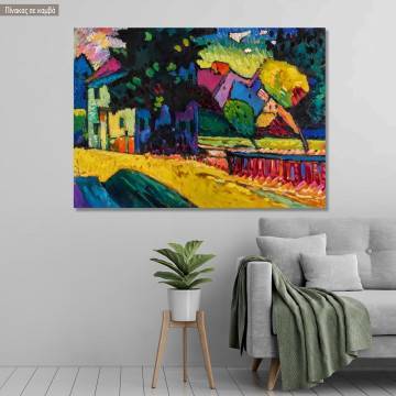 Πίνακας ζωγραφικής Landscape with green house, Kandinsky W, αντίγραφο σε καμβά