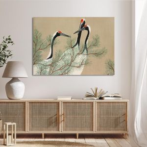 Πίνακας ζωγραφικής Cranes Kamisaka Sekka Καμβάς τελαρωμένος Όψη 1 2