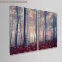 Canvas print Foggy autumn day into the forest, two panels