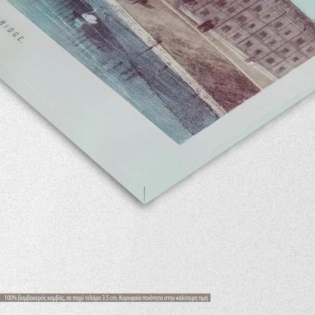 Canvas print Clare college, Cambridge an old print