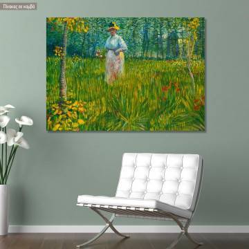 Canvas print A woman walking in a garden, Vincent van Gogh
