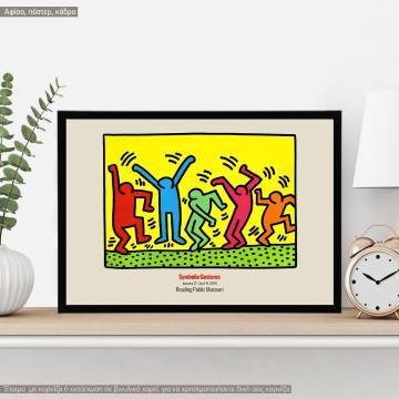 Αφίσα Έκθεσης Dancing people, Keith Haring, κάδρο