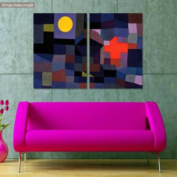 Πίνακας σε καμβά Fire at full moon, Paul Klee, δίπτυχος