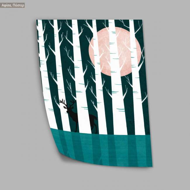 Πίνακας σε καμβά Forest under the moon