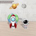 Wooden figure Rocket and astronaut