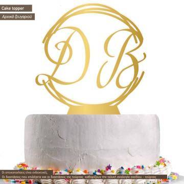 Cake topper Initials abstract