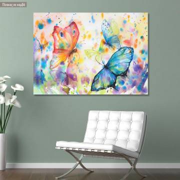 Πίνακας σε καμβά Πεταλούδες, Colorful flying butterflies