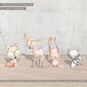 Wooden figures printed setclipart watercolor animals