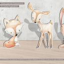 Wooden figures printed setclipart watercolor animals