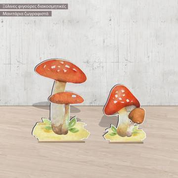 Wooden figure Mushrooms set watercolor 2