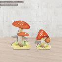 Wooden figure Mushrooms set watercolor