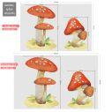 Wooden figure Mushrooms set watercolor