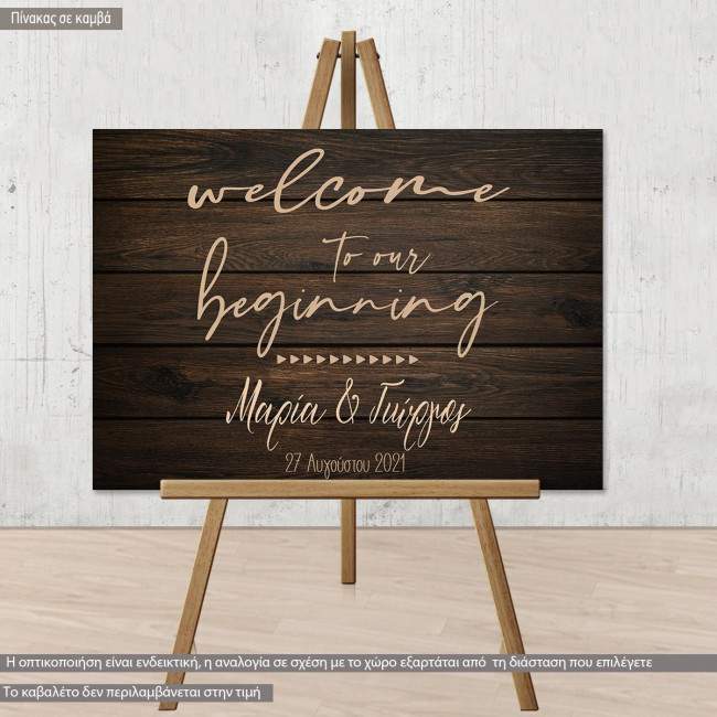 Canvas print Wedding decoration , welcome to our beginning art1