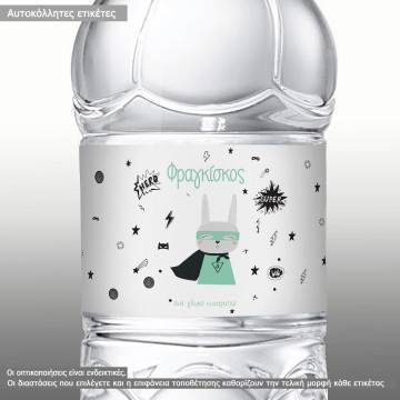 Sticker label Cartoon Bunny Superhero personalized