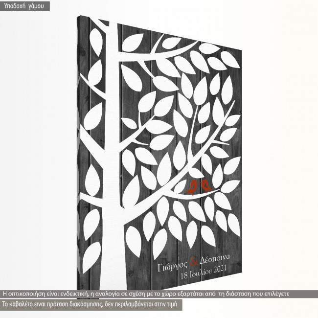 Canvas print Wish tree with tree, White leaves simple tree
